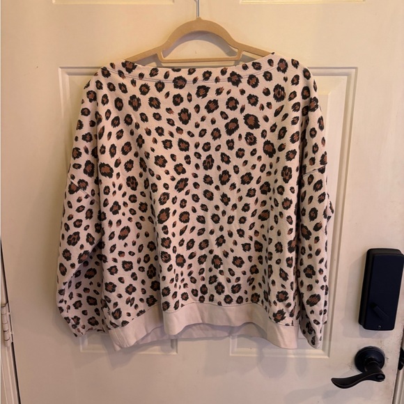 J. Crew Animal Print Crew Neck Sweater - Cream and Brown - Picture 4 of 4